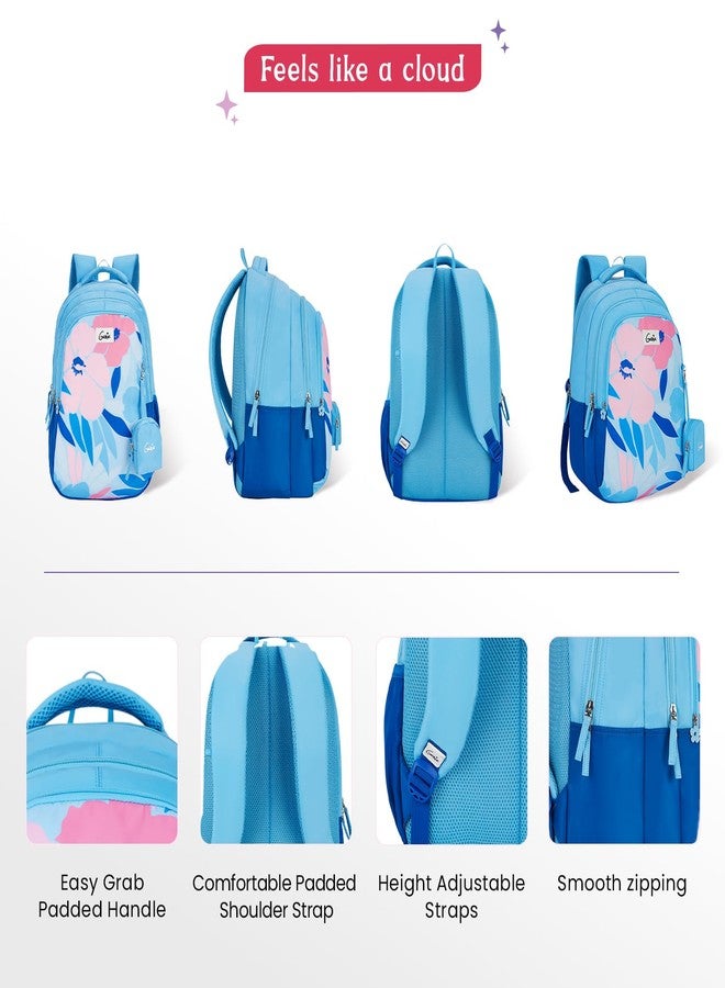 جيني حقيبة ظهر مدرسية جيني أليس للبنات | 19 بوصة - 36 لترًا بثلاثة أقسام وجيوب جانبية وخفيفة الوزن مع أكتاف مبطنة | مثالية للكتب والقرطاسية وعلبة الغداء والأغراض الأساسية - أزرق - Image 4